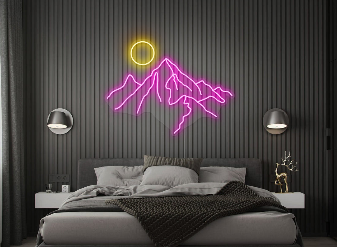 LED neon "Mountains with a round sun"